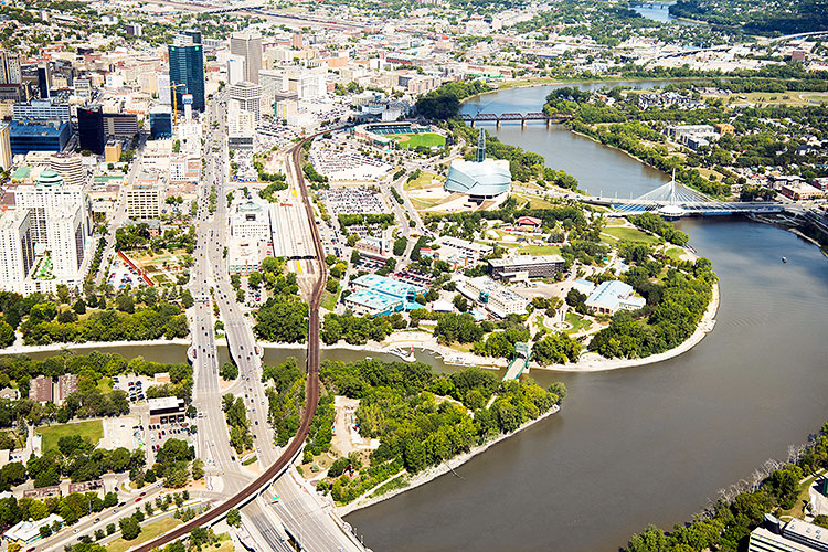 Forks Winnipeg Aerial